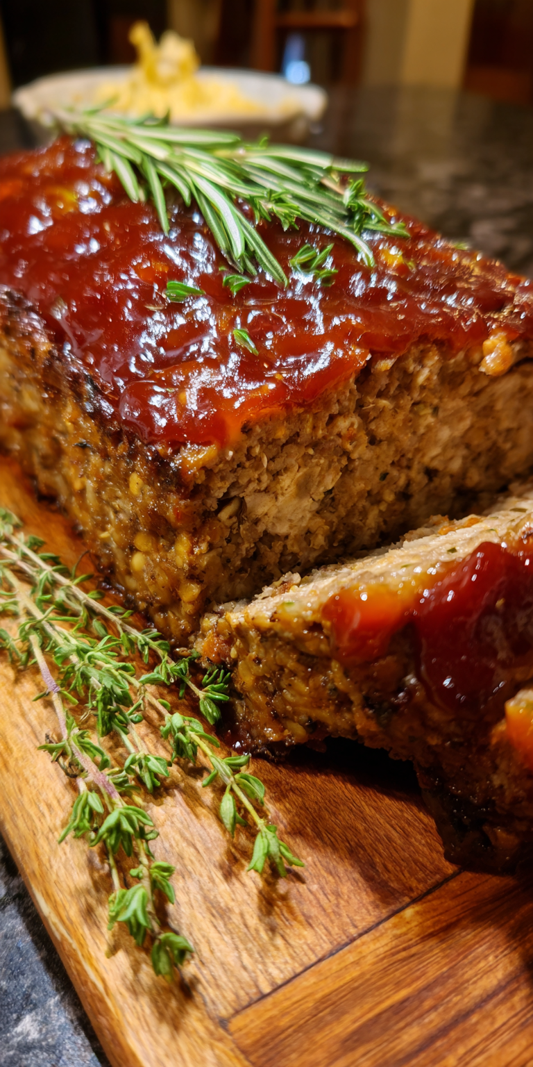 Venison Meatloaf with Glaze served warm with cozy spices