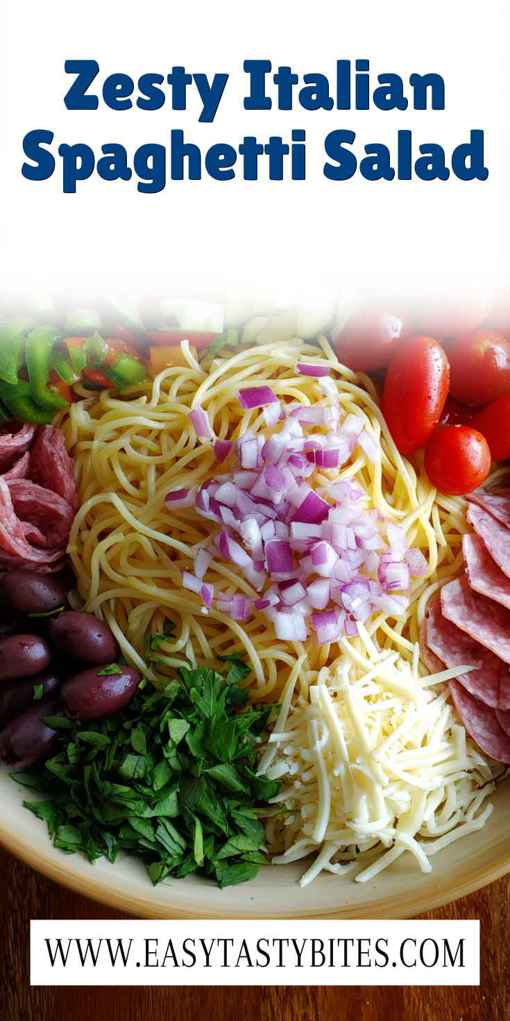 Zesty Italian Spaghetti Salad served warm with cozy spices