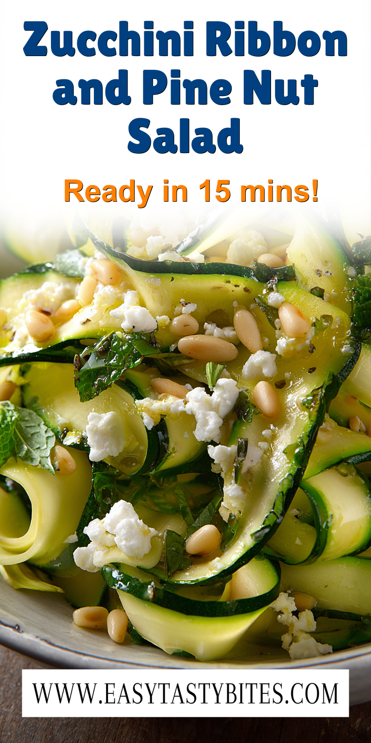 Zucchini Ribbon and Pine Nut Salad served warm with cozy spices