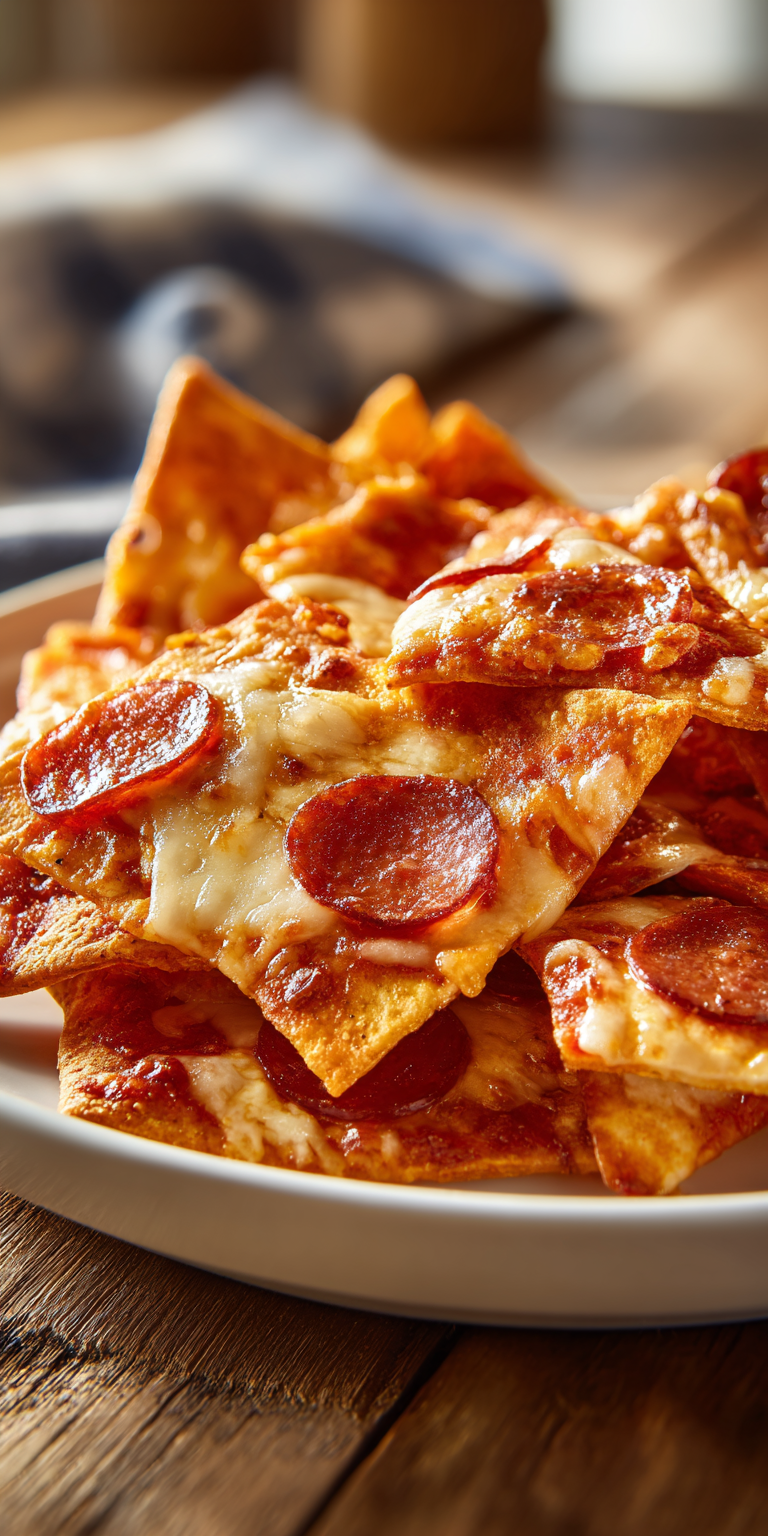 Air Fryer Pepperoni Pizza Chips served warm with cozy spices