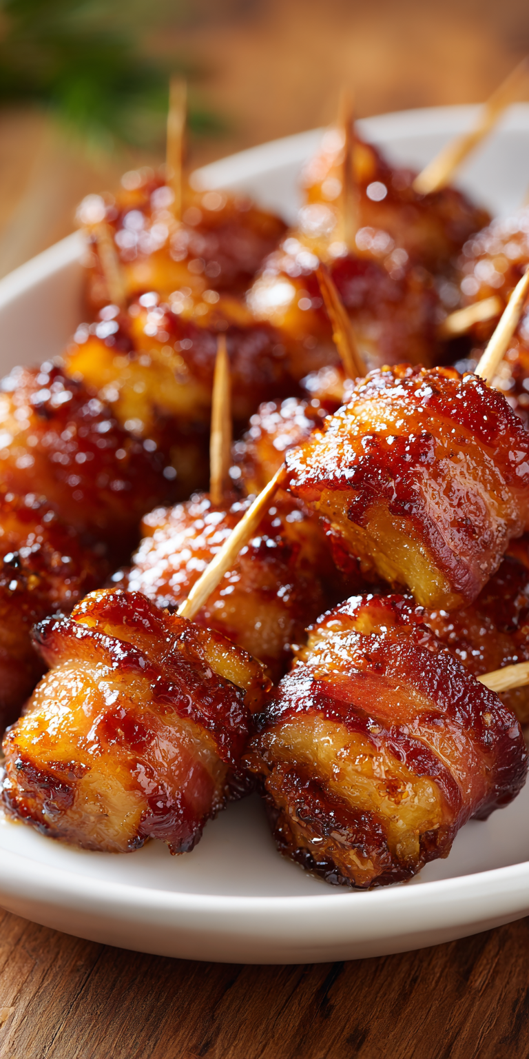 Bacon-Wrapped Pineapple Bites served warm with cozy spices