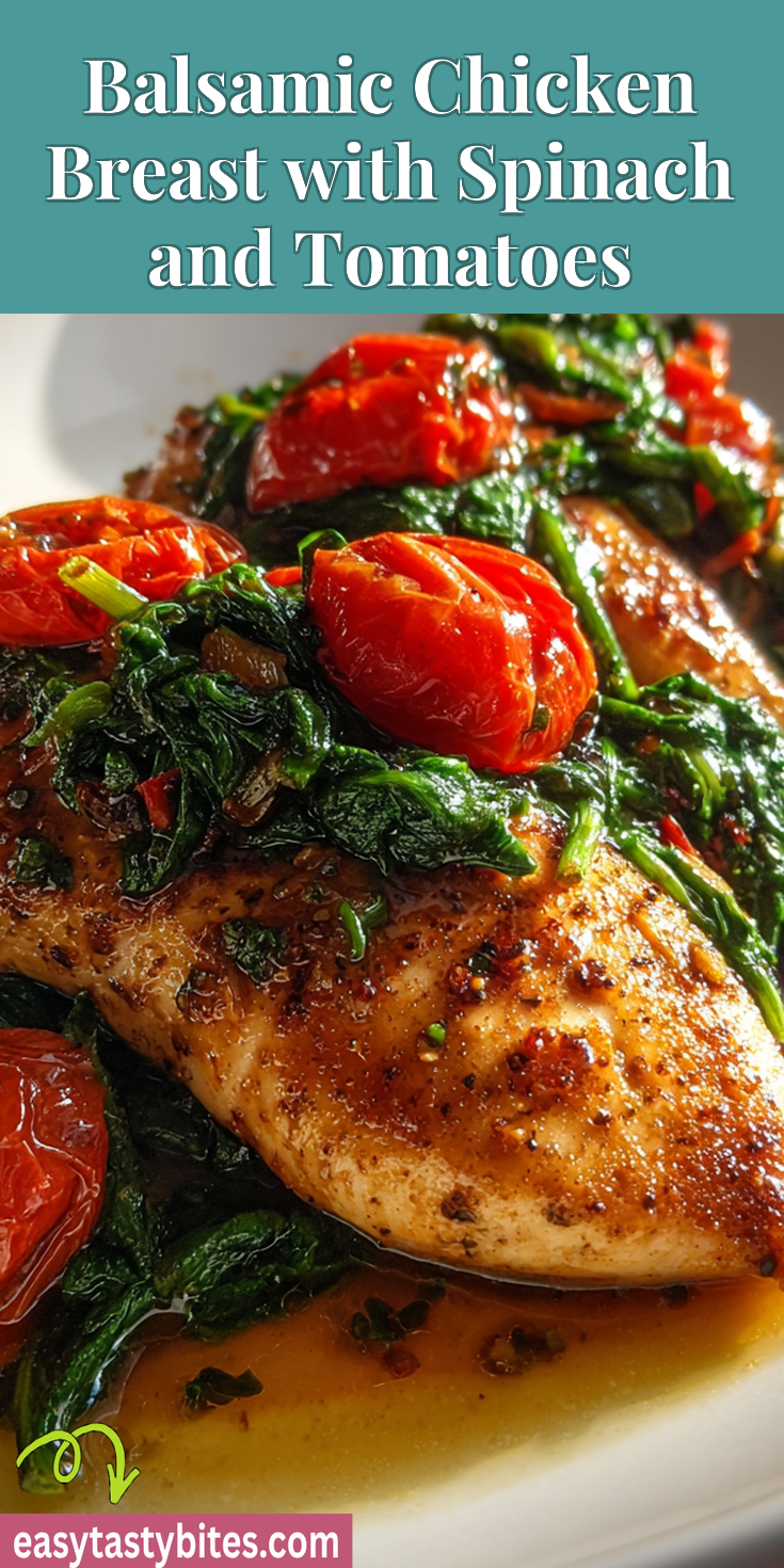 Balsamic Chicken Breast with Spinach and Tomatoes served warm with cozy spices