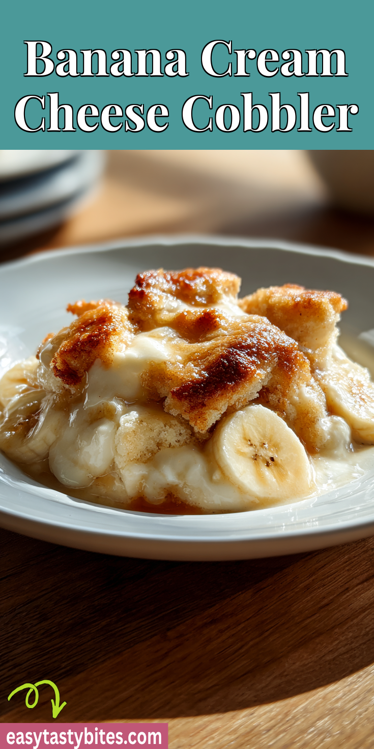 Banana Cream Cheese Cobbler served warm with cozy spices