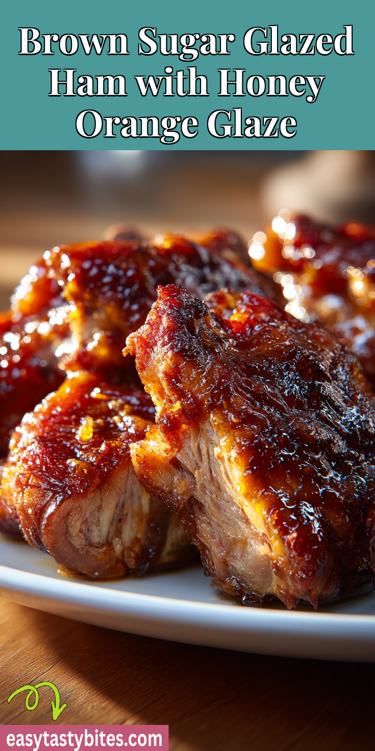 Brown Sugar Glazed Ham with Honey Orange Glaze served warm with cozy spices