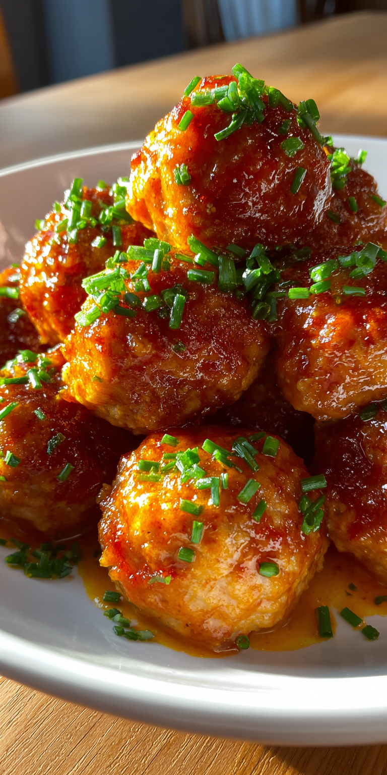 Buffalo Chicken Meatballs: A Quick, Tasty Snack Recipe served warm with cozy spices