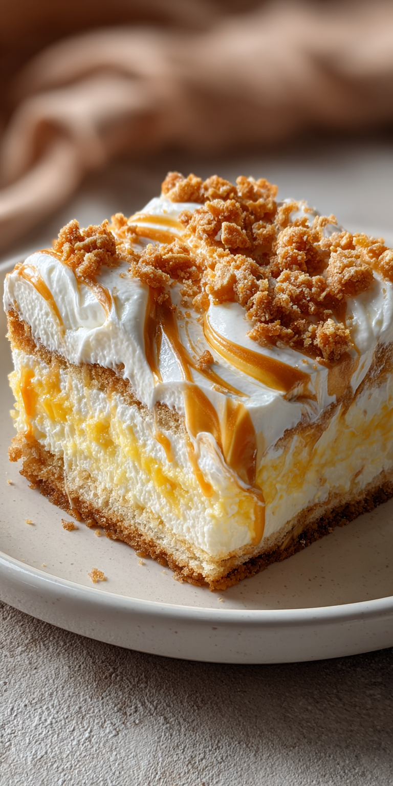 Butterscotch Crunch Cake Dessert served warm with cozy spices