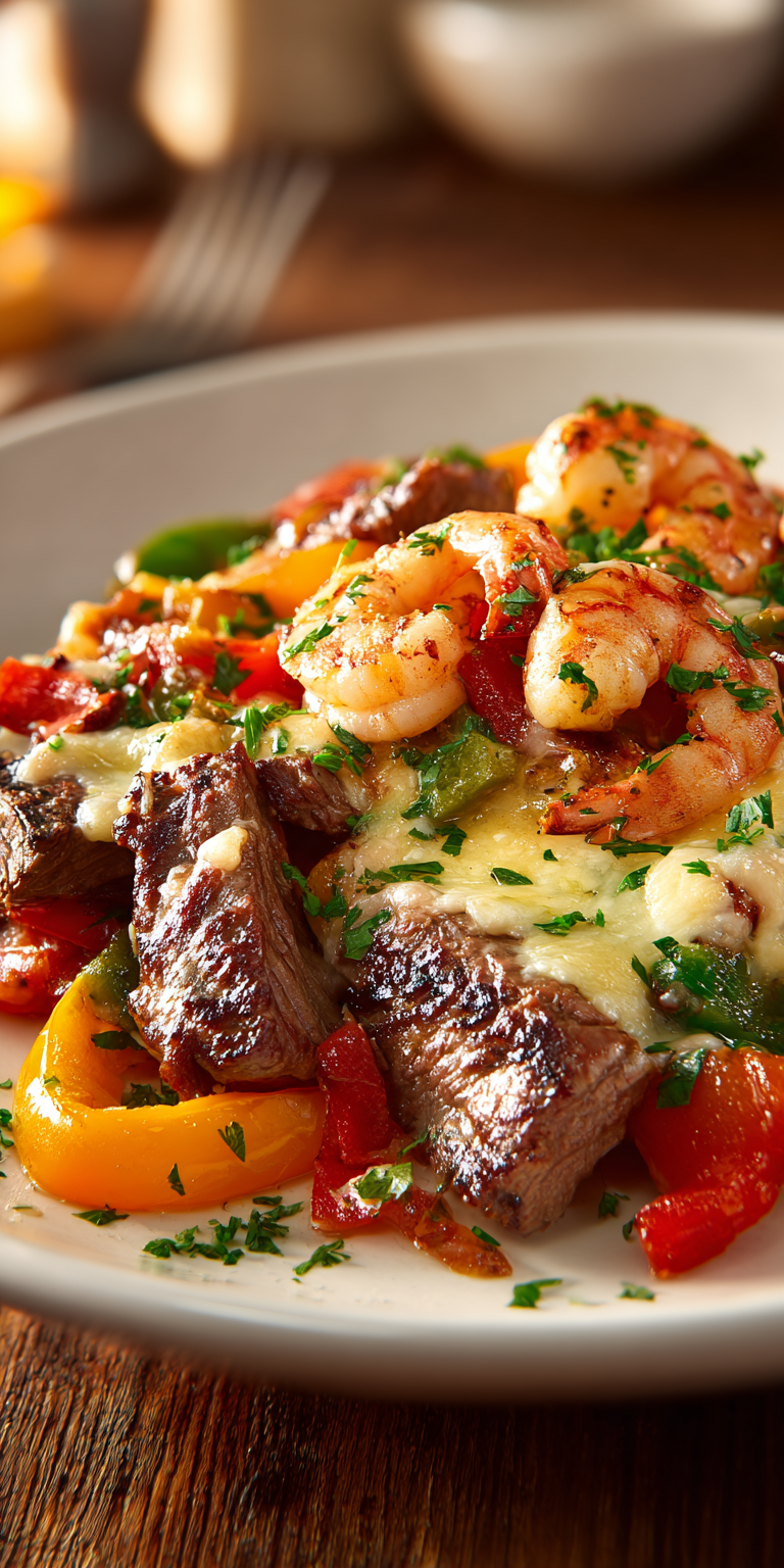 Cheesy Steak & Shrimp Skillet Bowl Recipe