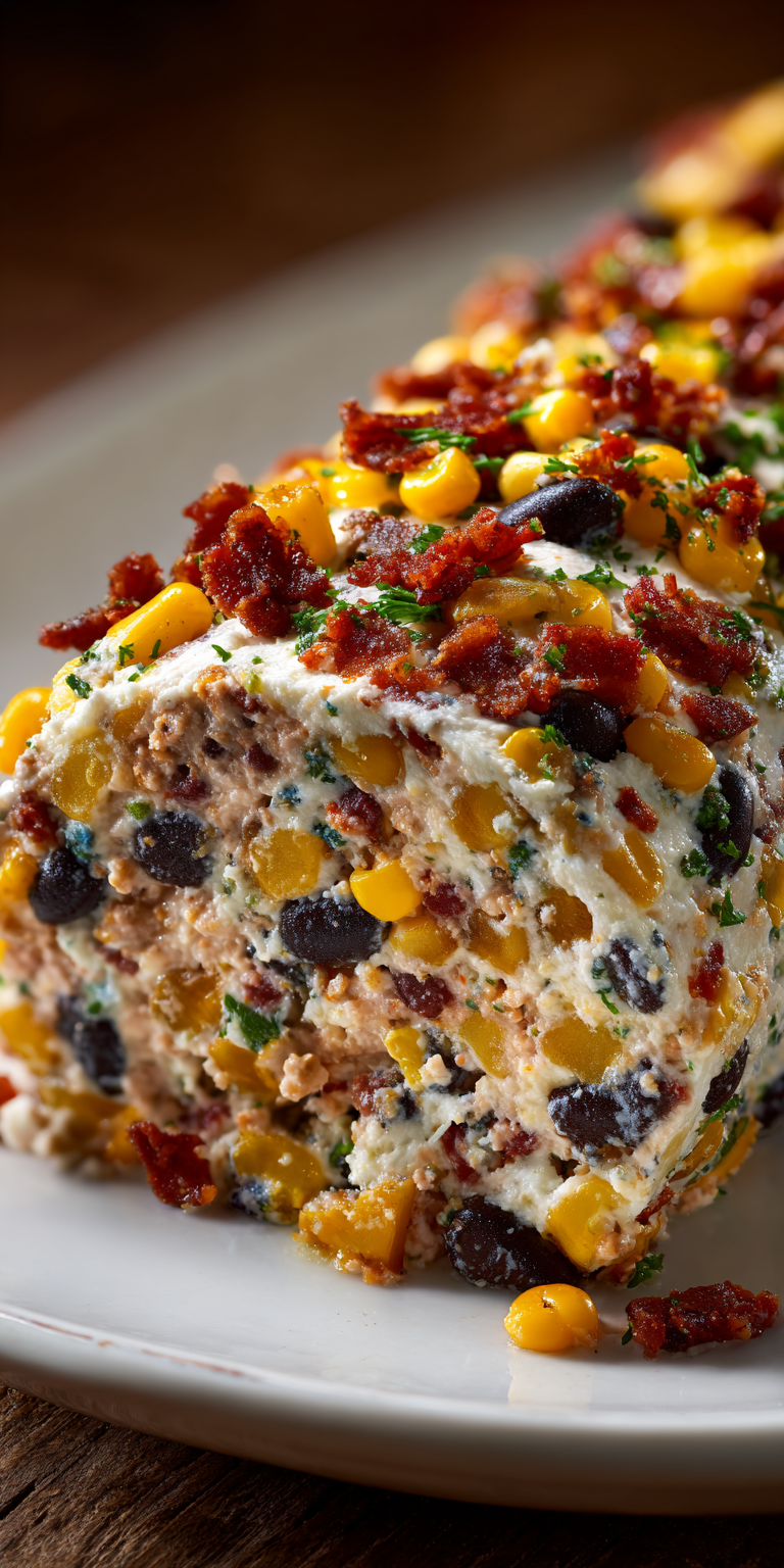 Cowboy Caviar Jalapeño Popper Cheese Log served warm with cozy spices