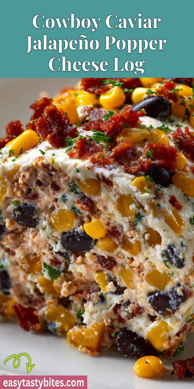 Cowboy Caviar Jalapeño Popper Cheese Log served warm with cozy spices