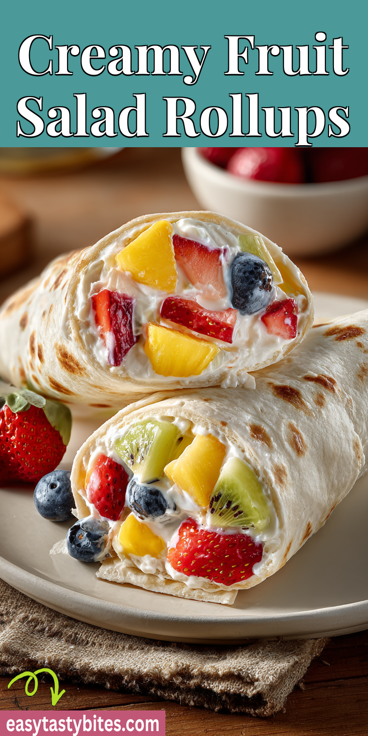 Creamy Fruit Salad Rollups served warm with cozy spices