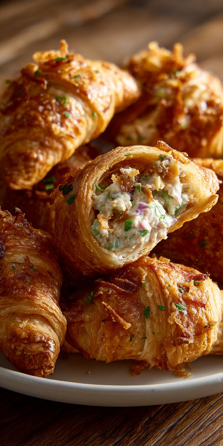 Crispy Chicken Salad Crescent Rolls served warm with cozy spices