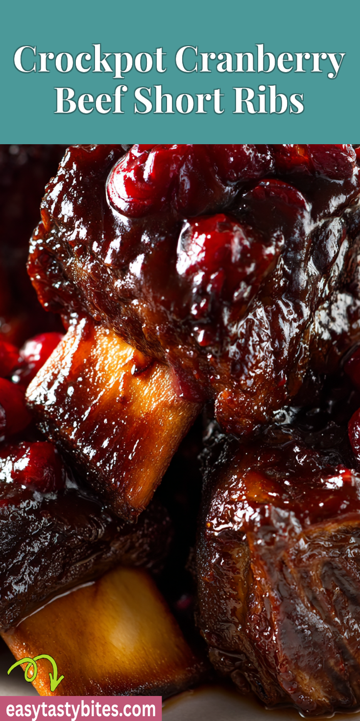 Crockpot Cranberry Beef Short Ribs served warm with cozy spices