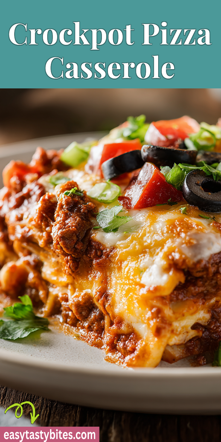 Crockpot Pizza Casserole served warm with cozy spices