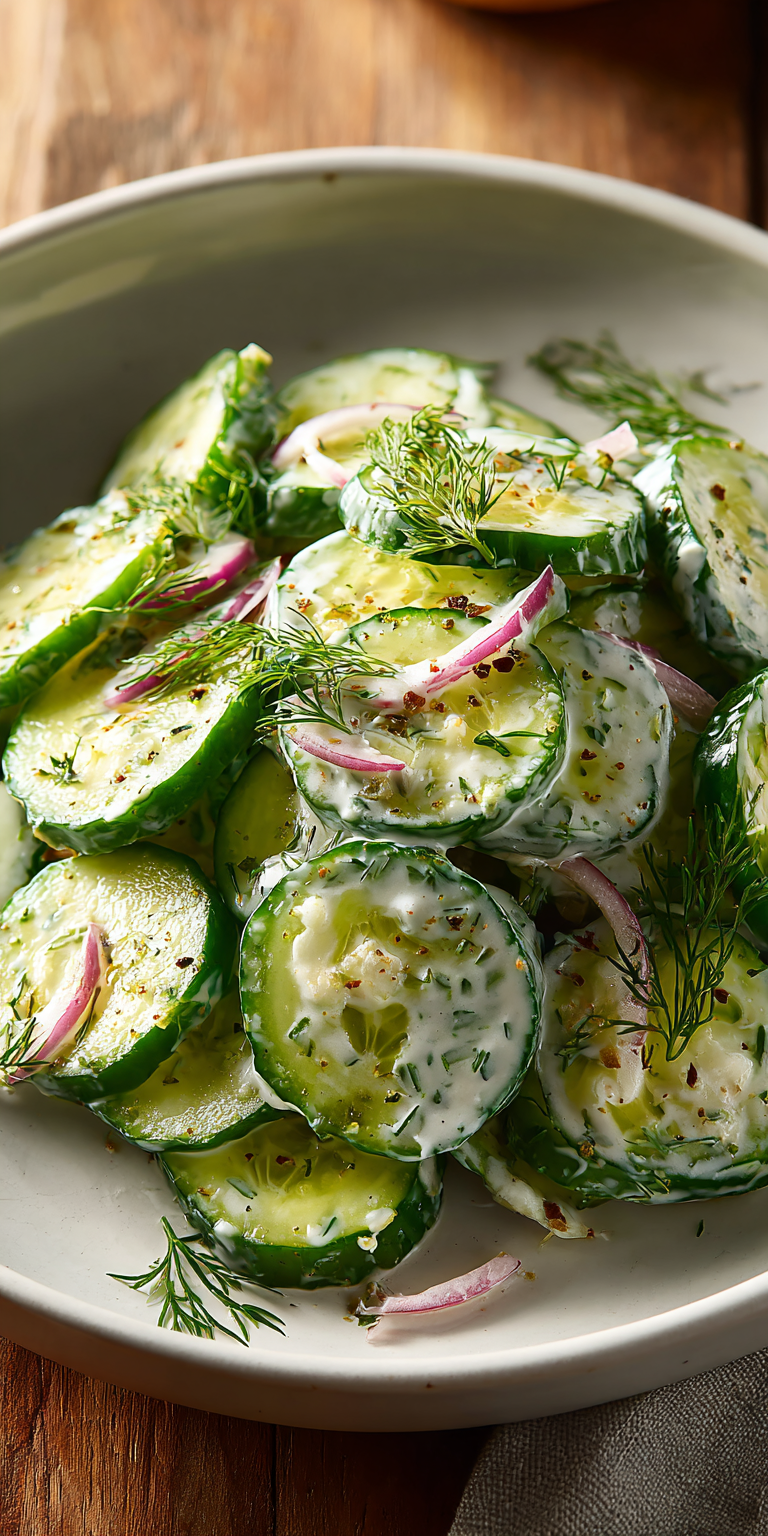 Cucumber Ranch Crack Salad served warm with cozy spices