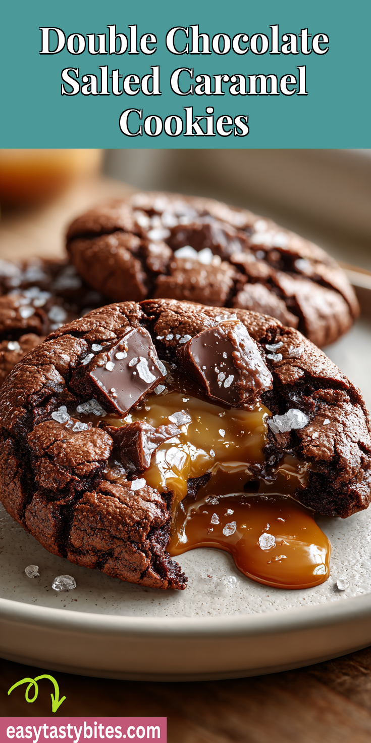 Double Chocolate Salted Caramel Cookies served warm with cozy spices
