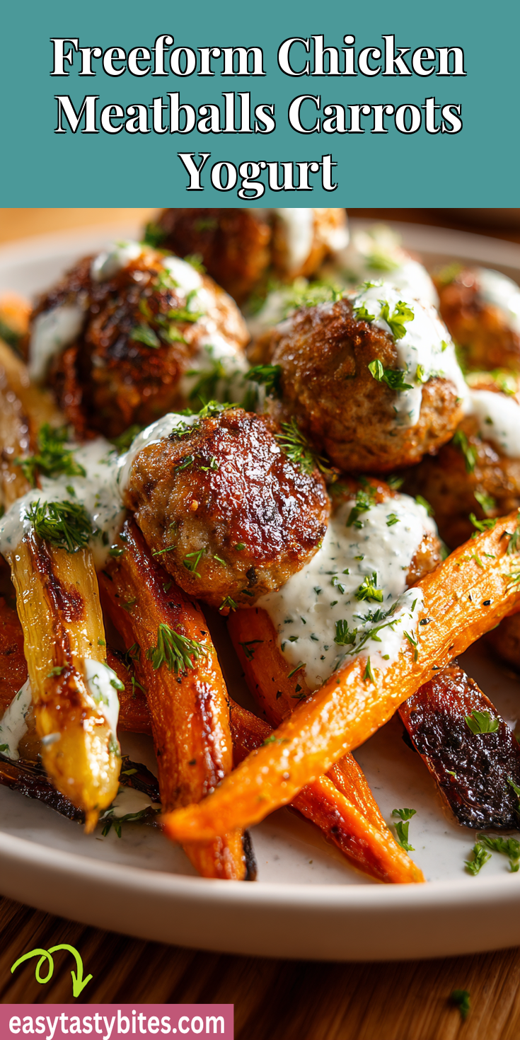 Freeform Chicken Meatballs Carrots Yogurt served warm with cozy spices