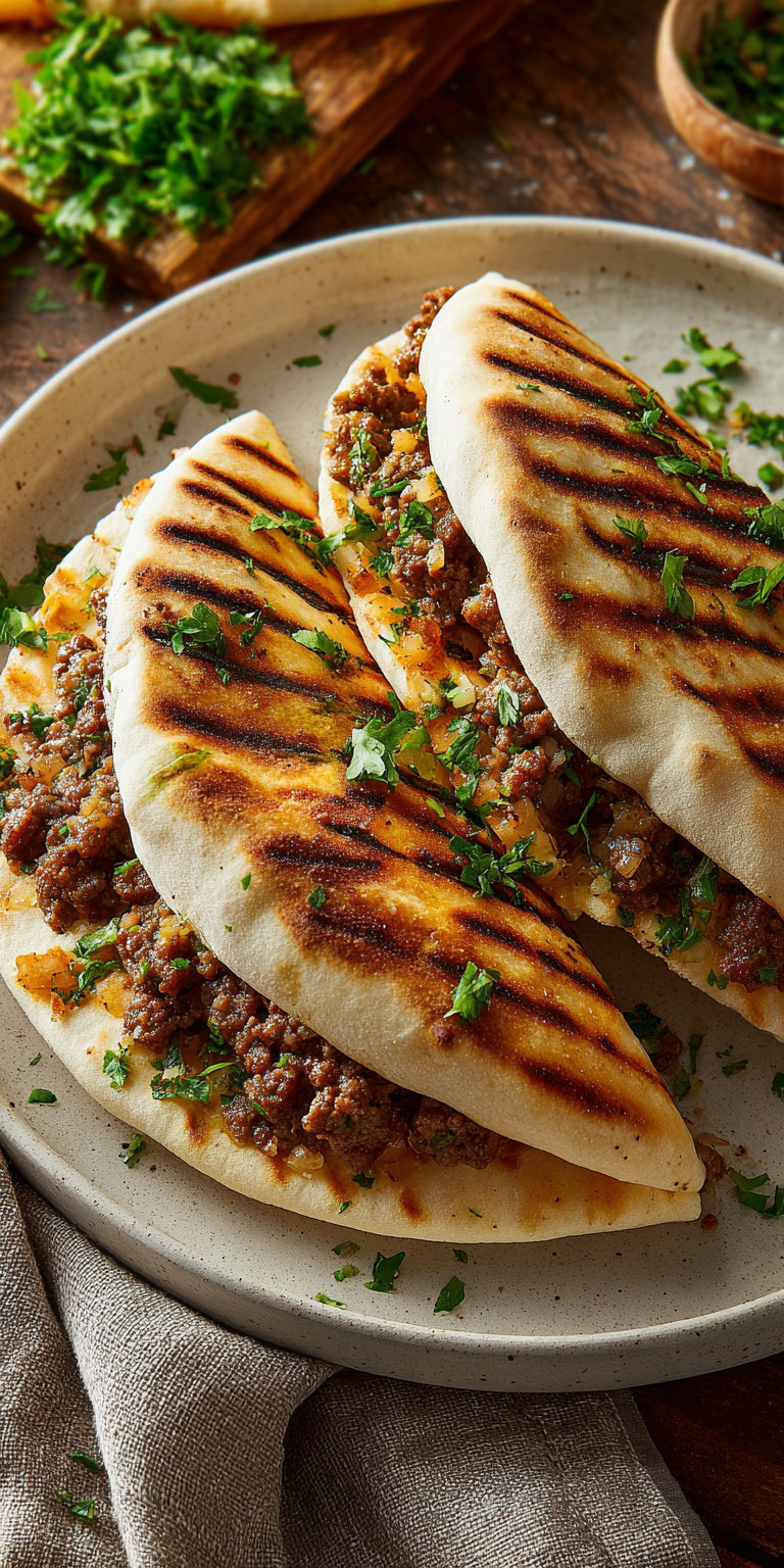 Grilled Lamb Pita Arayes served warm with cozy spices