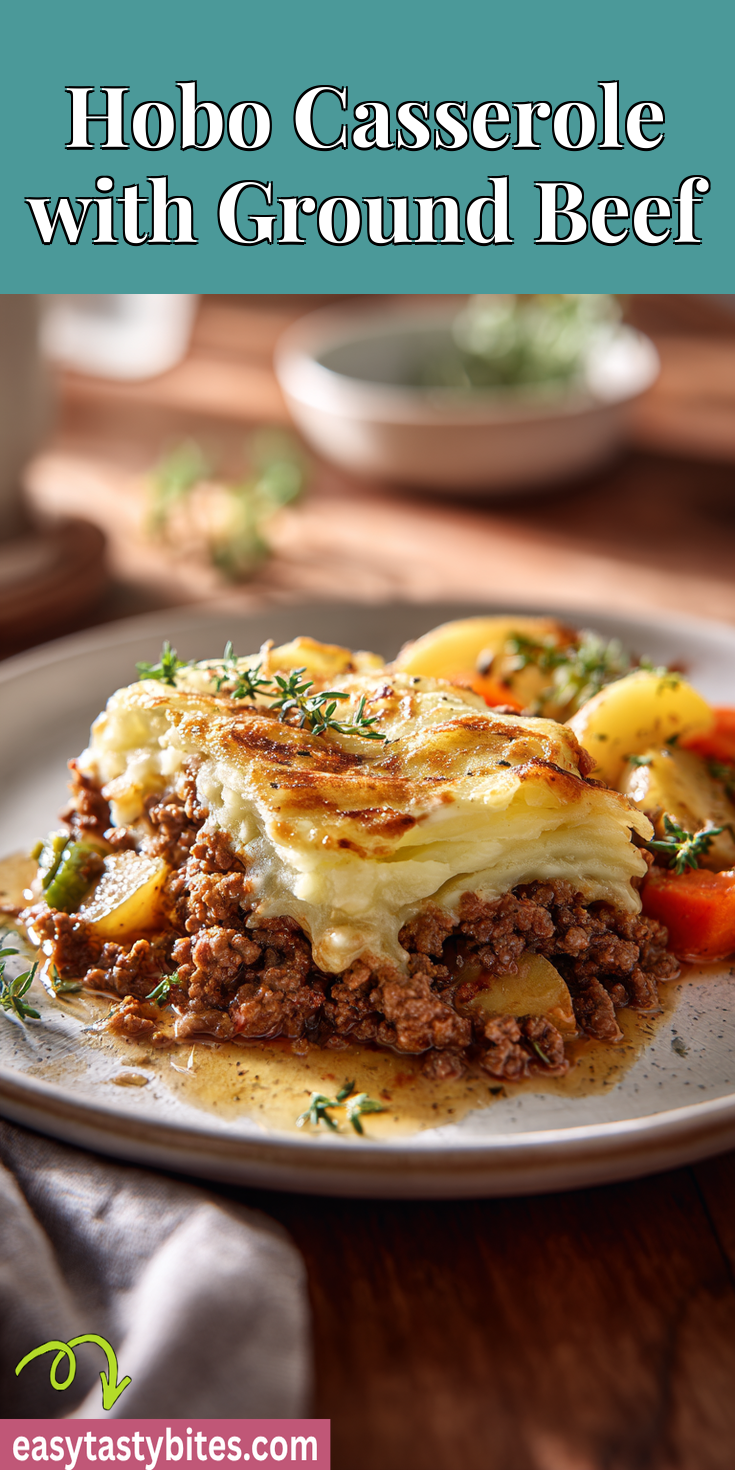 Hobo Casserole with Ground Beef served warm with cozy spices