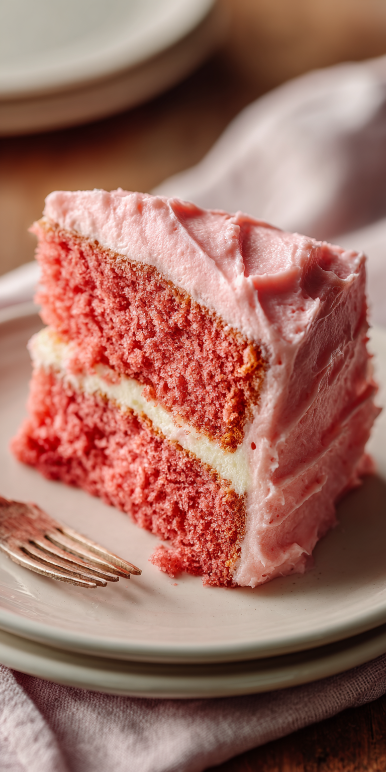 Homemade Strawberry Cake with Lemon Frosting served warm with cozy spices