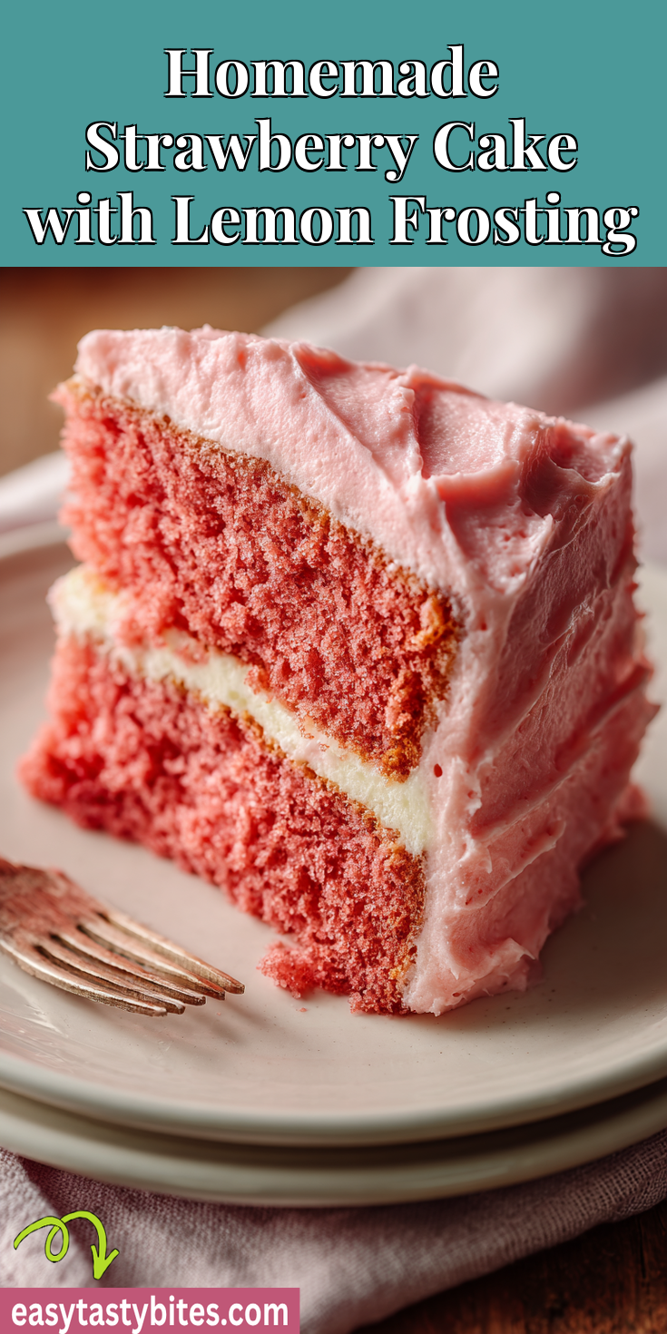 Homemade Strawberry Cake with Lemon Frosting served warm with cozy spices