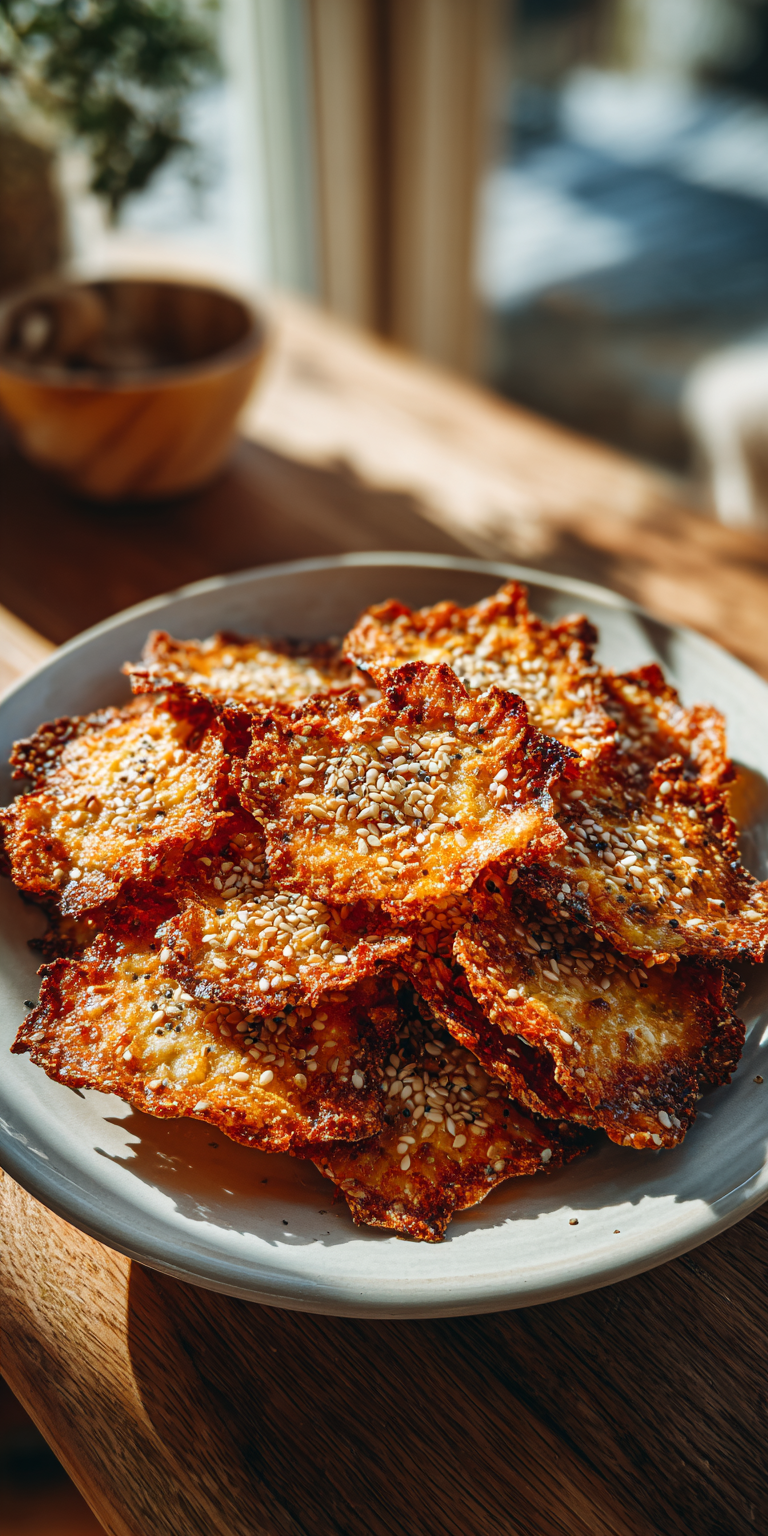 Keto Everything Bagel Cheese Chips served warm with cozy spices