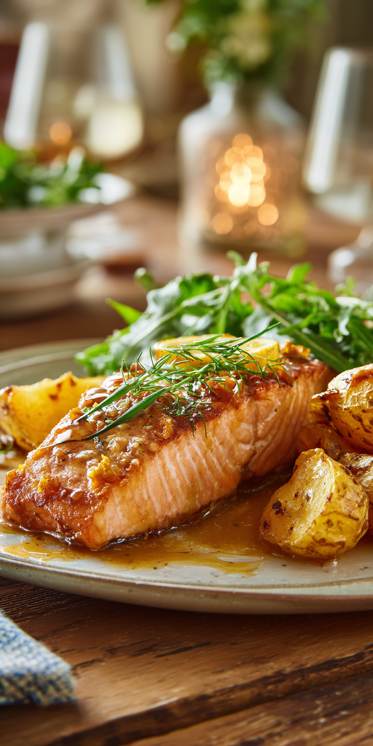 Lemon Butter Salmon Crispy Potatoes served warm with cozy spices