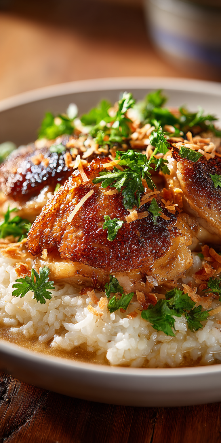 Maple Chicken Coconut Rice served warm with cozy spices