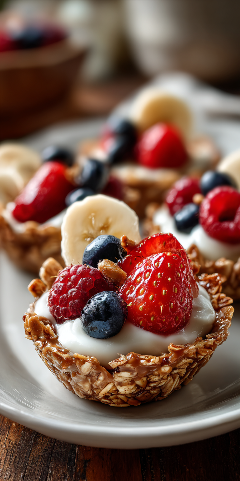 No Bake Peanut Butter Granola Cups served warm with cozy spices