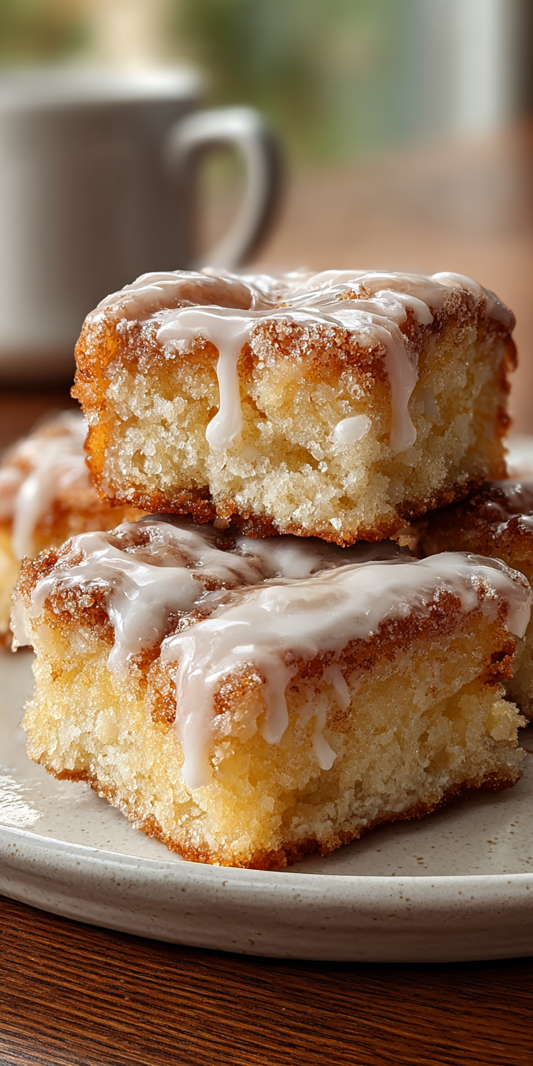 Old-Fashioned Buttermilk Donut Bars served warm with cozy spices