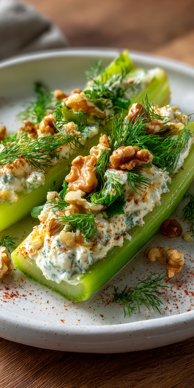 Outrageously Good Stuffed Celery served warm with cozy spices