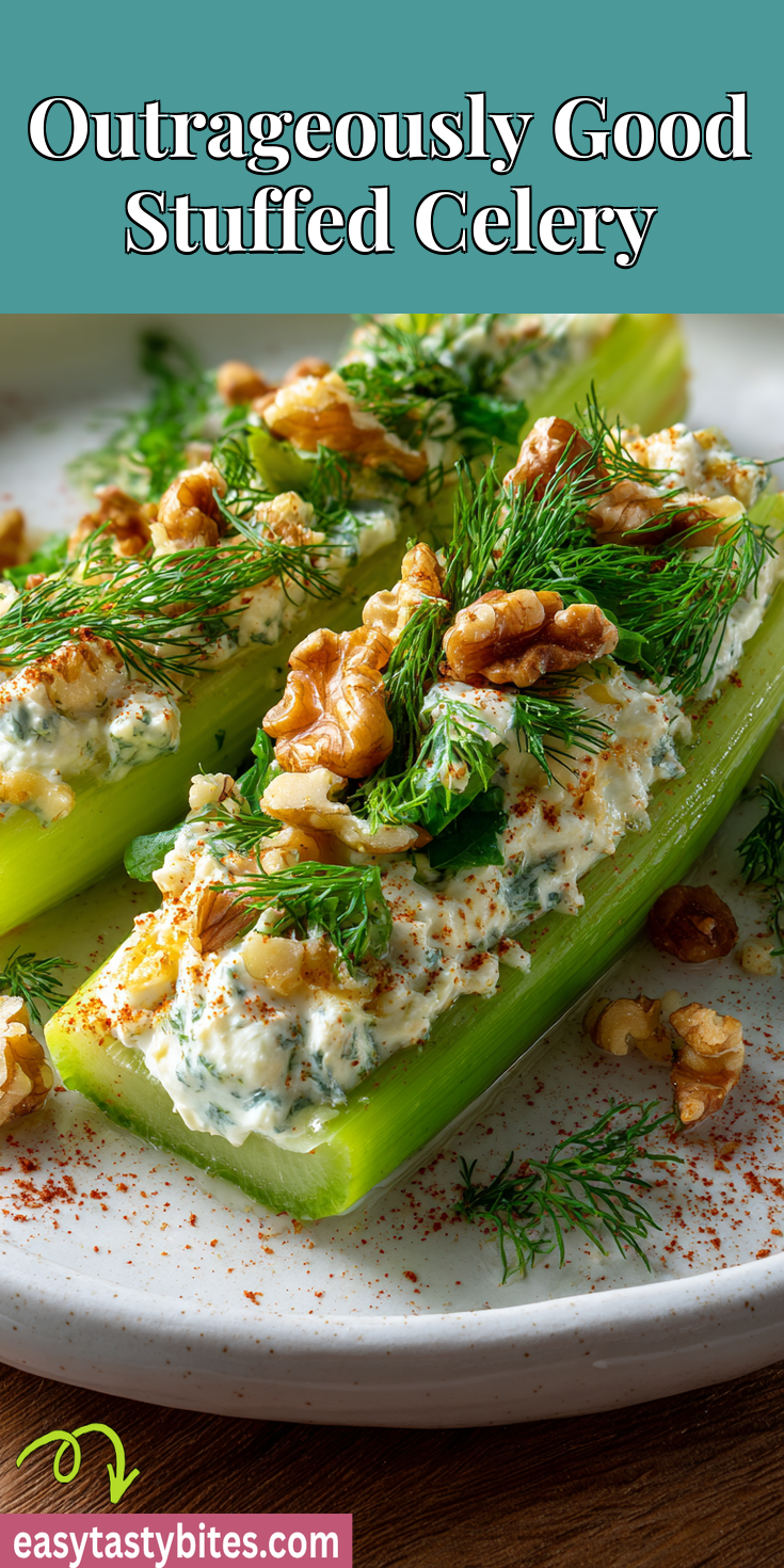 Outrageously Good Stuffed Celery served warm with cozy spices