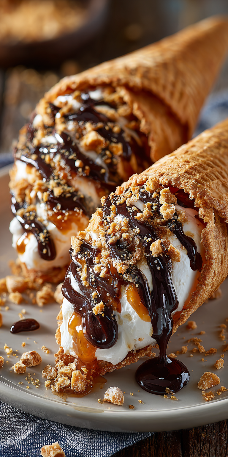 Reese’s Campfire Cones served warm with cozy spices