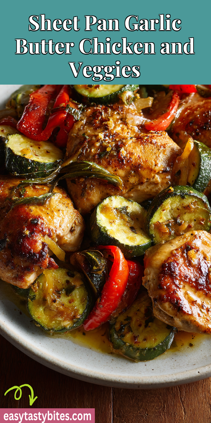 Sheet Pan Garlic Butter Chicken and Veggies served warm with cozy spices