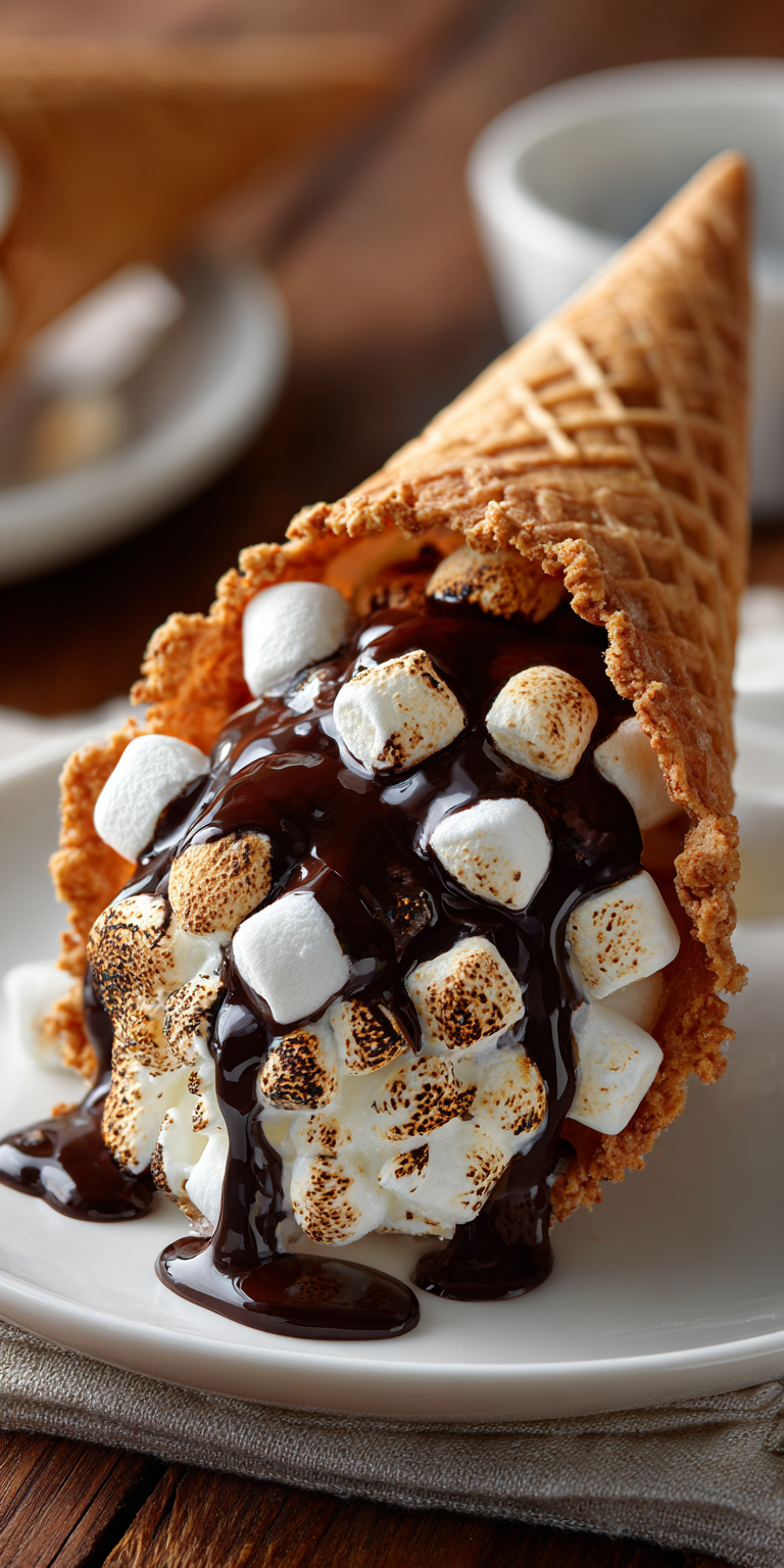 S’Mores Cones are the Ultimate Campfire Dessert Delight! served warm with cozy spices