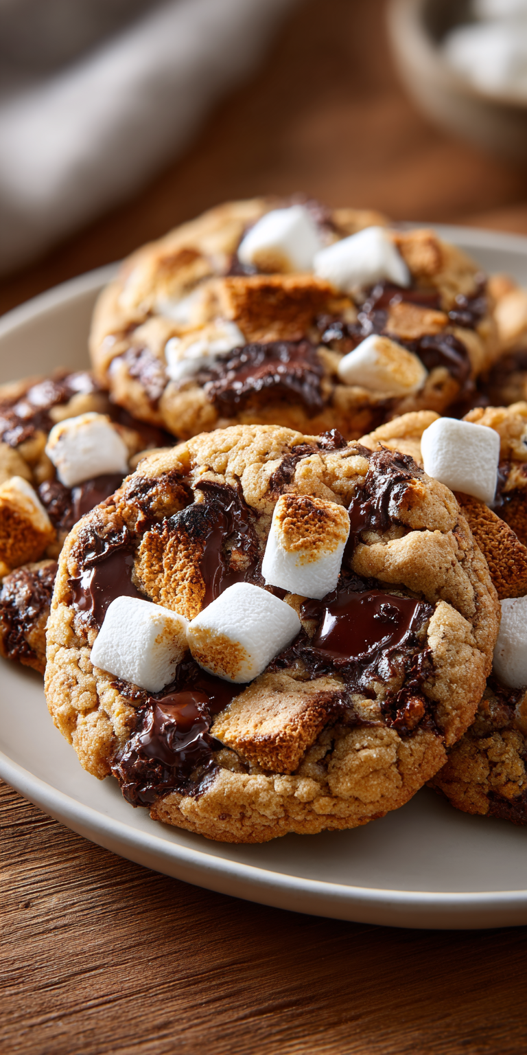 Sourdough S’mores Cookies with Marshmallows and Brown Butter served warm with cozy spices