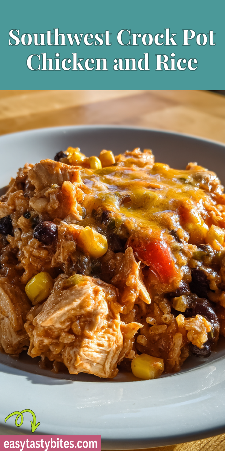 Southwest Crock Pot Chicken and Rice served warm with cozy spices