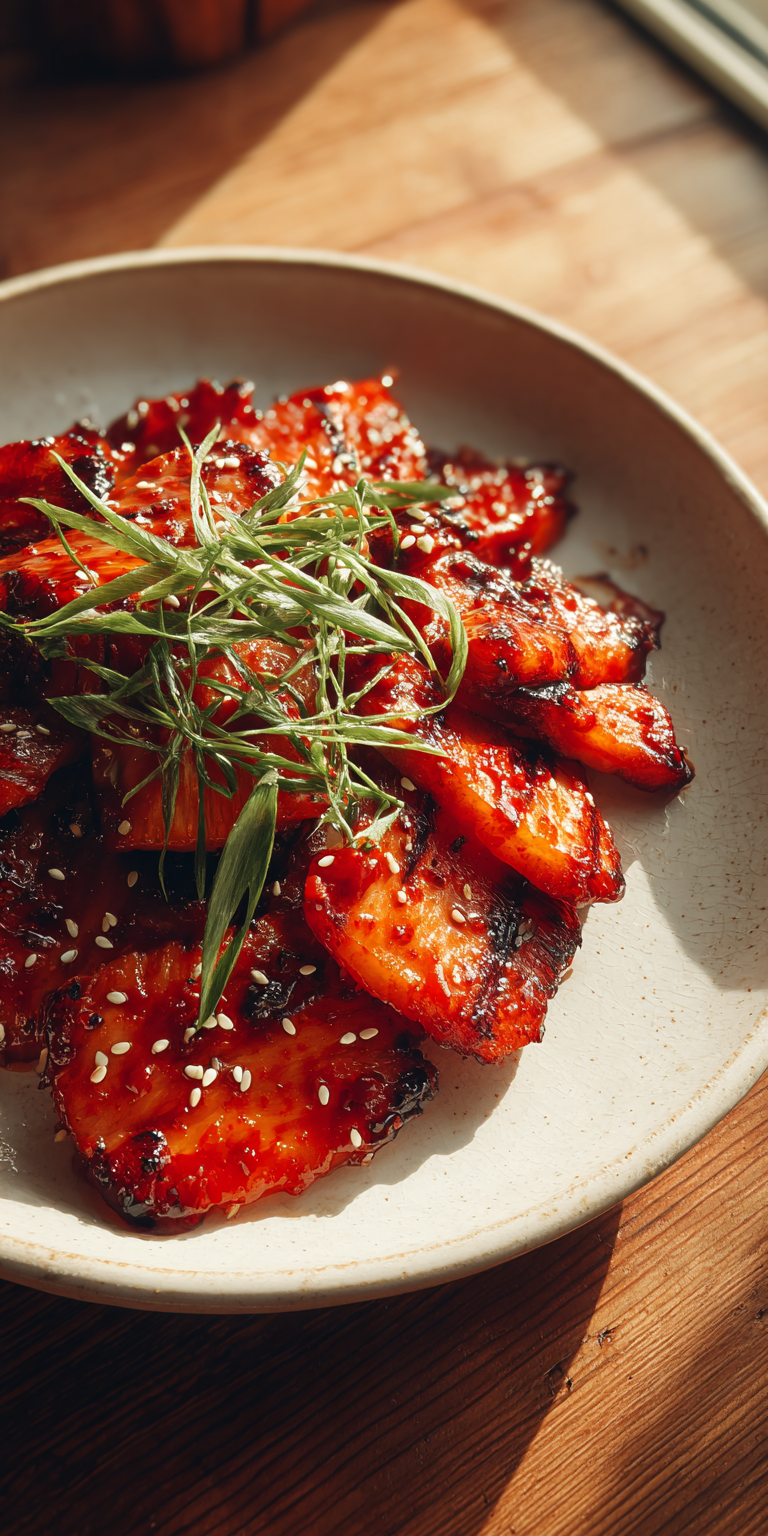 Spicy Pineapple Kimchi Marinade served warm with cozy spices