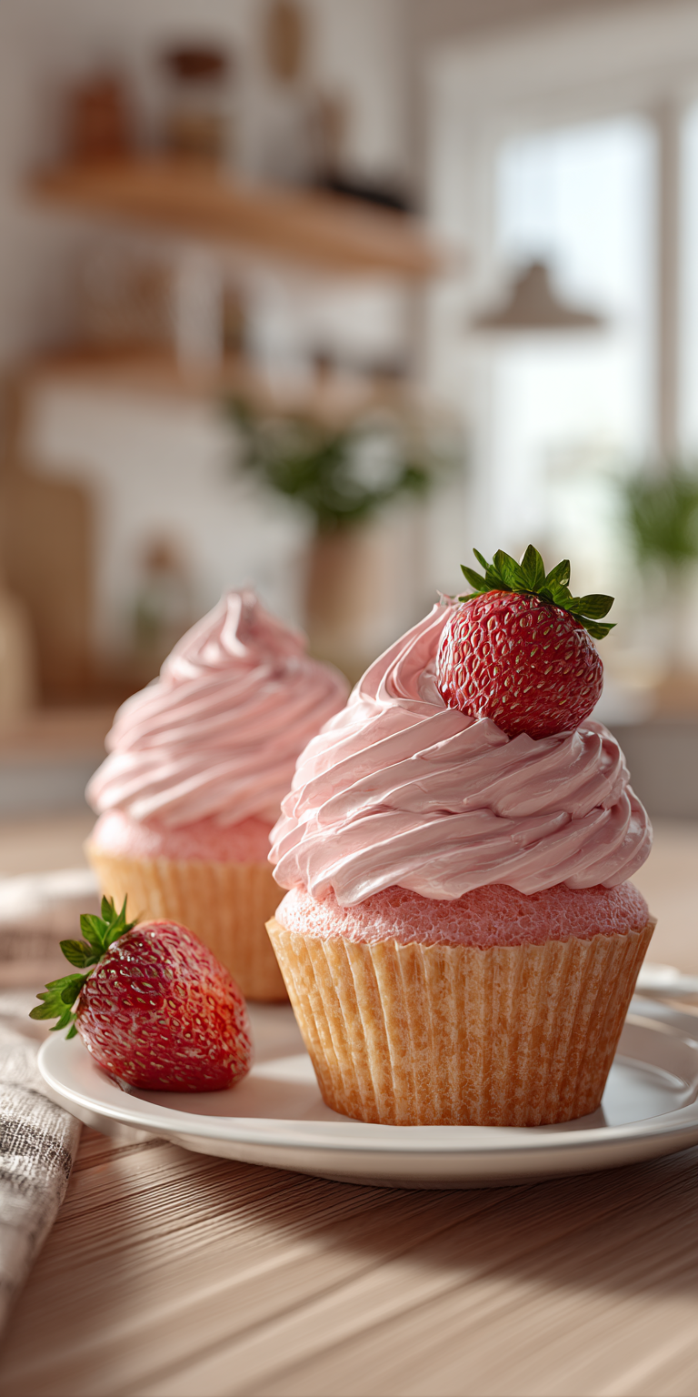 Strawberry Cupcakes served warm with cozy spices