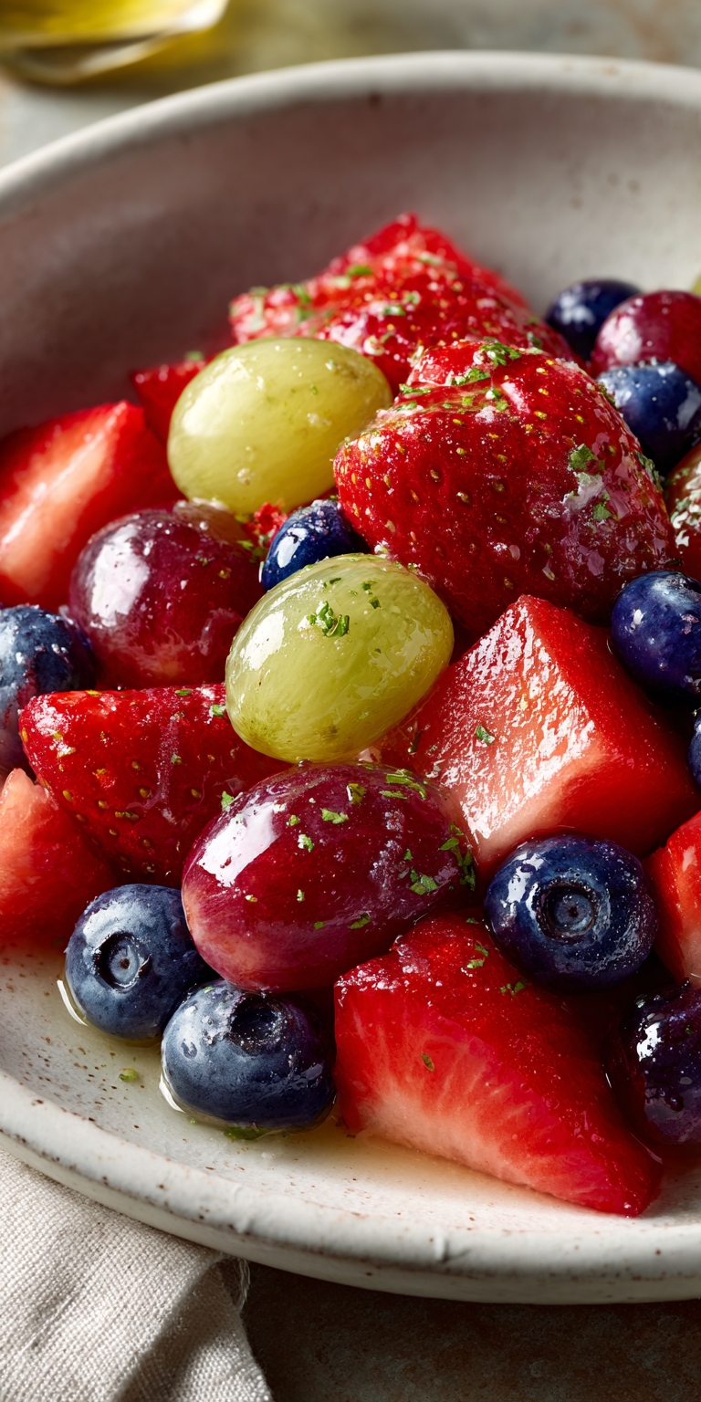 Strawberry Lemonade Fruit Salad served warm with cozy spices