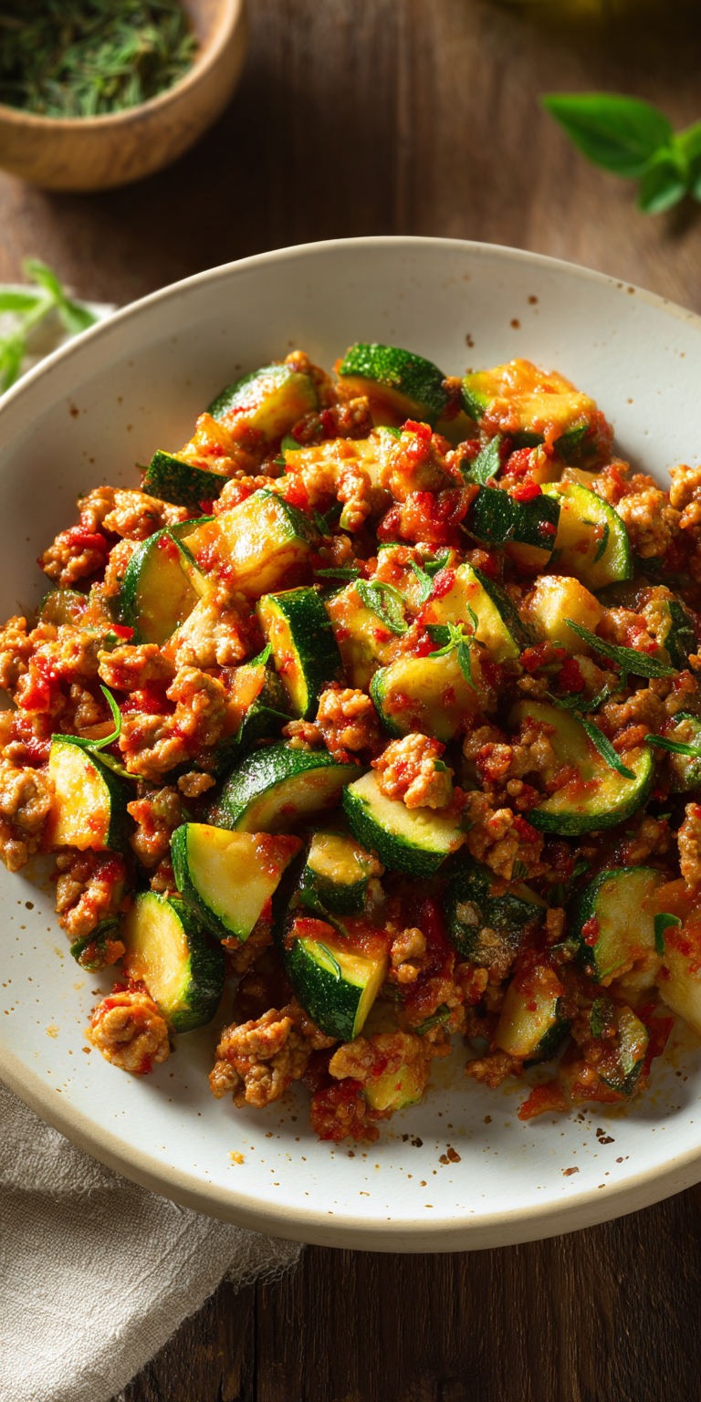 Turkey Zucchini Skillet served warm with cozy spices