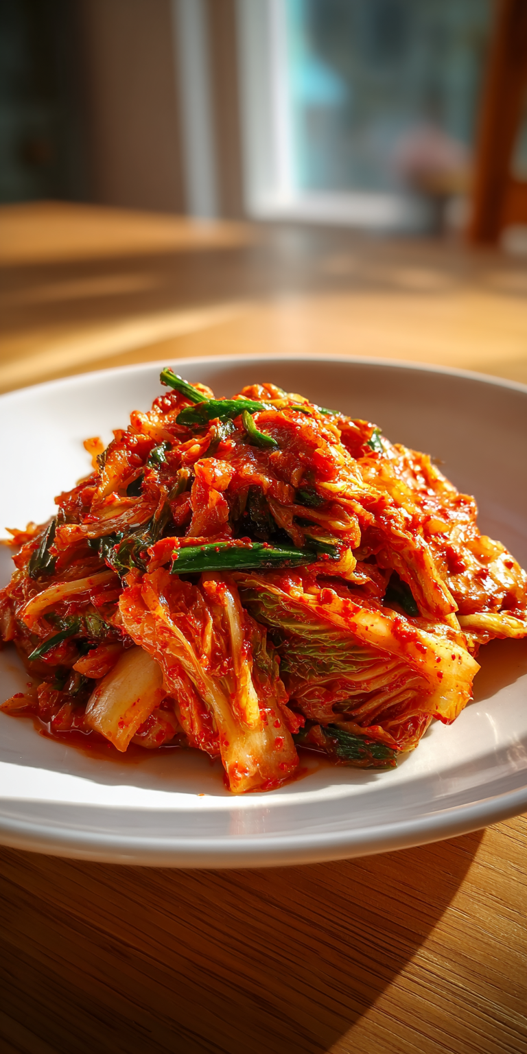 Vegan Kimchi Napa Cabbage served warm with cozy spices