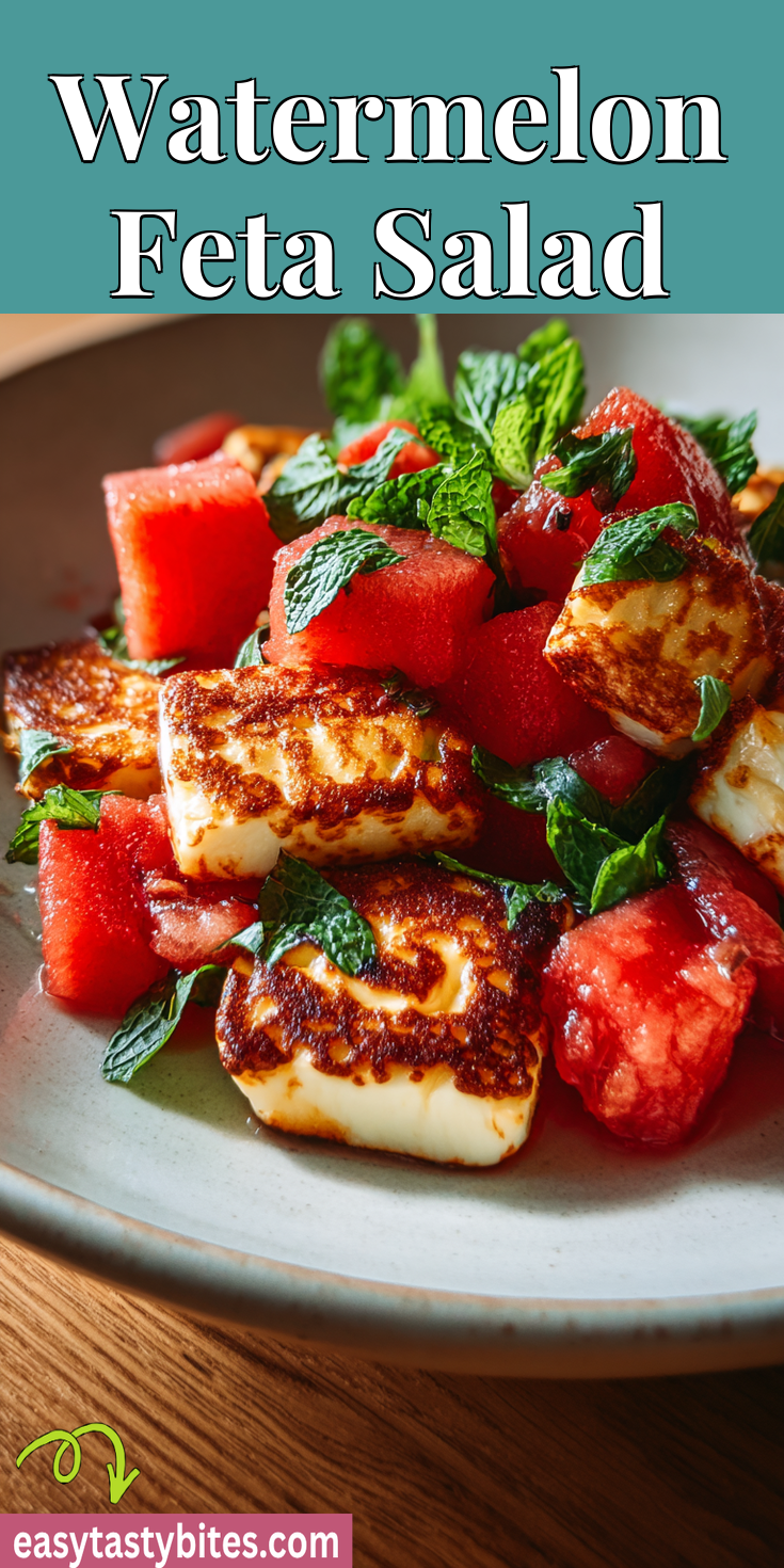 Watermelon Feta Salad served warm with cozy spices
